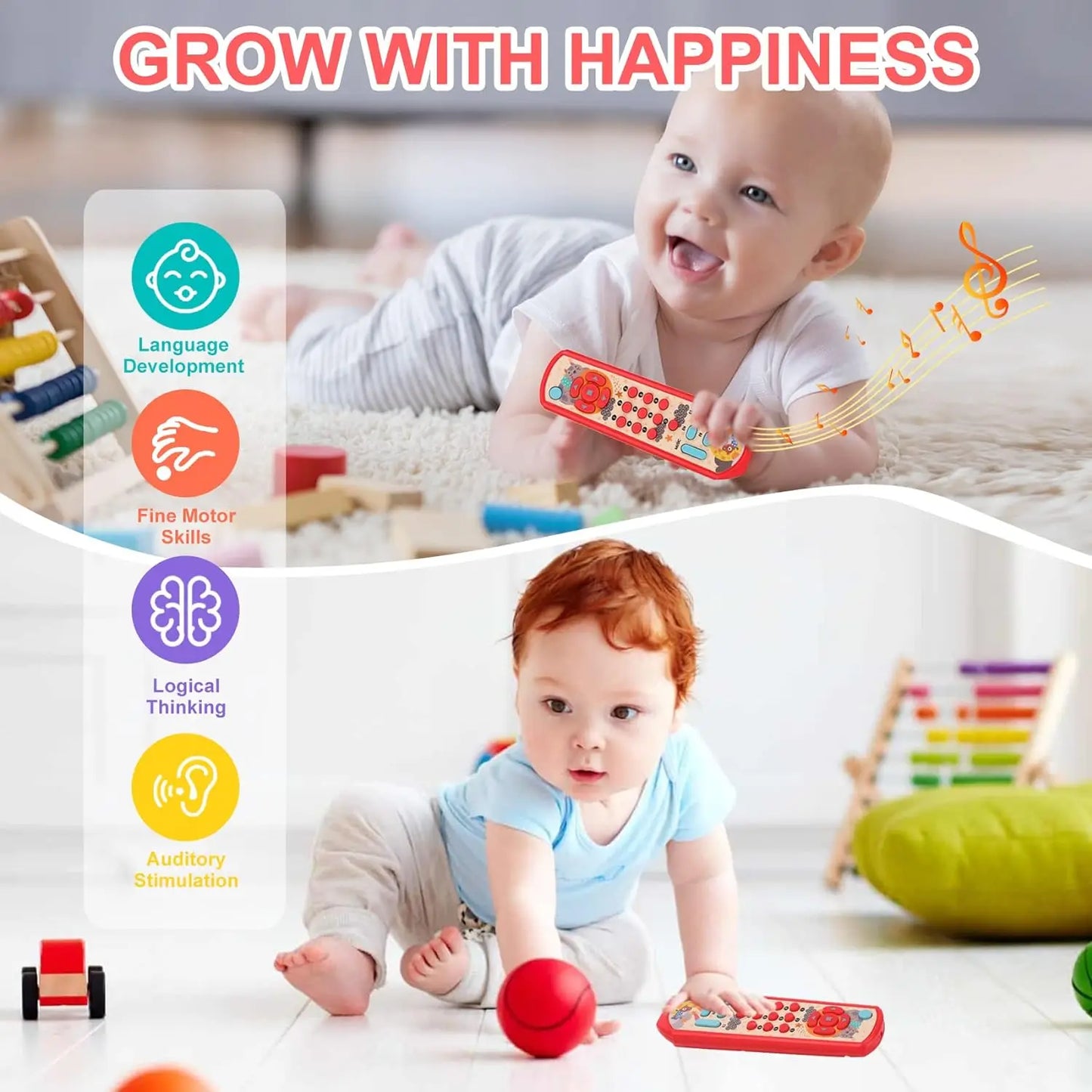 Silicone Teethers Toys for Babies 18 Months+, Baby Remote Control Chew Toy, Learning Musical Sensory Toys Gifts for Newborn Baby
