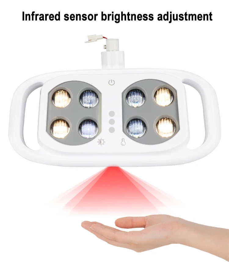 Dental Oral Light 8Bulds LED With Smart Sensor Switch Adjustable Brightness Surgical Lamp Dentistry Induction Yellow White Light