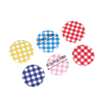 10 Pcs Colorful Lattice Jam Jars Lids Wide Mouth Screw Lids Storage Caps For Jars Glass Round Storage Cover