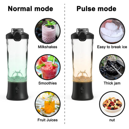 Portable Blender Electric Juicer 600ML Fruit Mixers 2000mAh USB Rechargeable Smoothie Mini Blender Multifunction Juice Maker