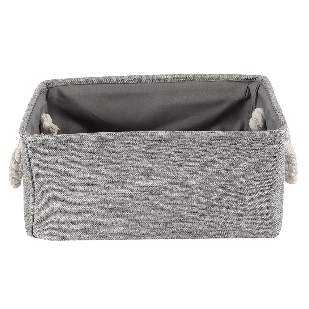 Linen Storage Basket With Handle Foldable Laundry Baskets Cosmetics Container Cotton Sundries Storage Box Grey Desktop Organizer