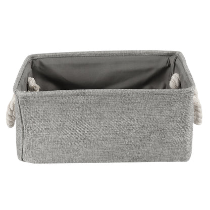 Linen Storage Basket With Handle Foldable Laundry Baskets Cosmetics Container Cotton Sundries Storage Box Grey Desktop Organizer