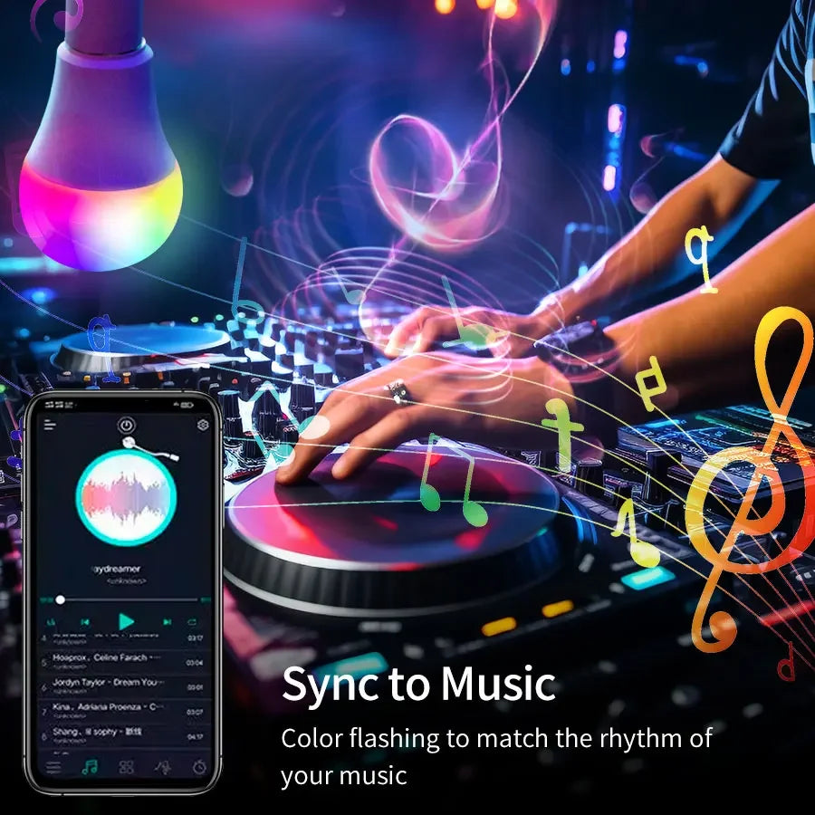 220V Tuya Smart Bluetooth LED Light Bulbs E27 9W 15W 18W RGB Bulbs APP Control Dimmable Timer Function For Bedroom Living Room