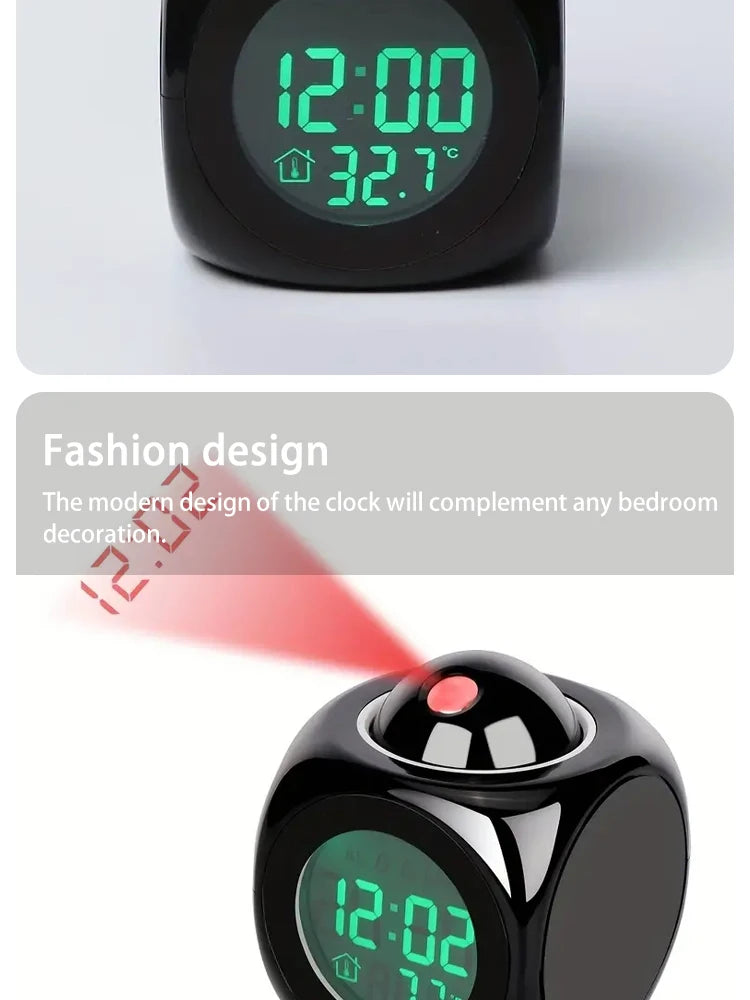 Multi-function Projection Chime Clock LED Light Projection Alarm Clock Voice Chime Clock Projection Clock