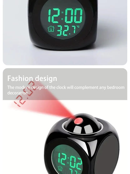 Multi-function Projection Chime Clock LED Light Projection Alarm Clock Voice Chime Clock Projection Clock