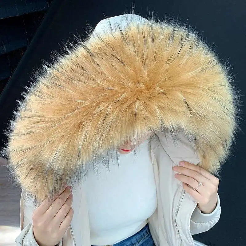 Detachable Faux Fur Collar Extra Large Warm Fake Fur Scarf Wrap Evening Cape For Winter Womens Coat Faux Fur Hood Ttrim Collar