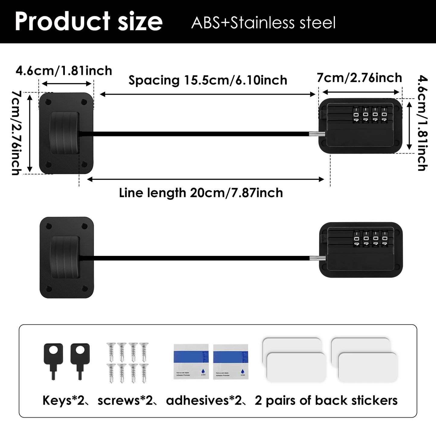 2Pcs Refrigerator Door Lock Child Proofing Fridge Lock With Keys or Coded Lock Resettable Combination Lock for Cabinet Drawer