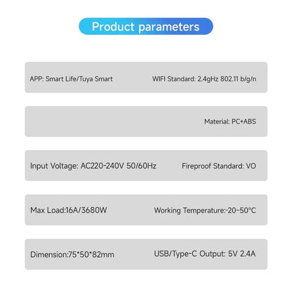 New-A47Q-16A Tuya Smart Plug Socket With PD Fast USB Ports Power Monitor Timing And Countdown Smart Home Via Alexa Home EU PLUG