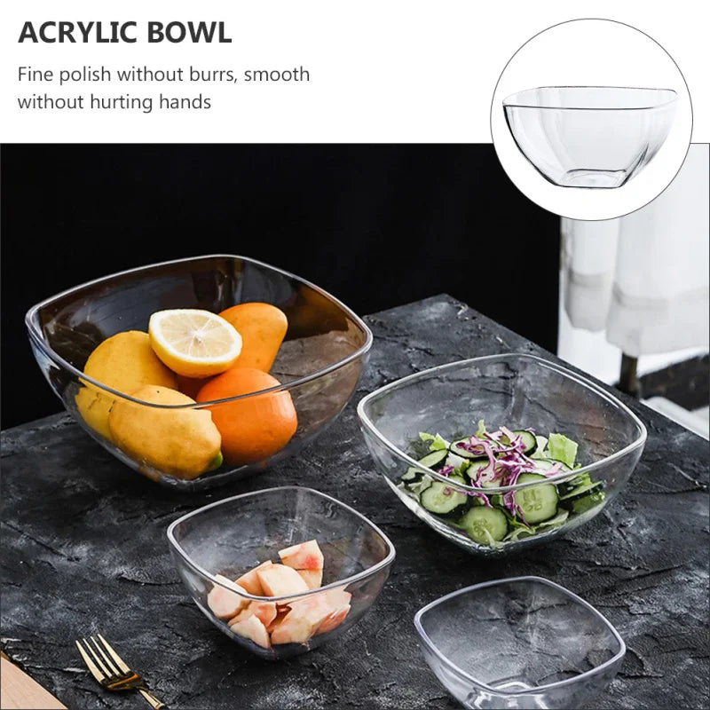 Glass Acrylic Serving Salad Bowls Salad Plastic Mixing Acrylic Serving Salad Bowlss Transparent Fruit Acrylic Large Vegetable