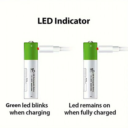 Aaa Rechargeable Battery High Capacity 1.5 V Suitable for Remote Control/Toys/Mouse, Fast C Fast Charging, 1.5 V, Remote Control, Mouse, Electric Toy Battery + C Cable, Recyclable 2000 Times + Extra Long Battery