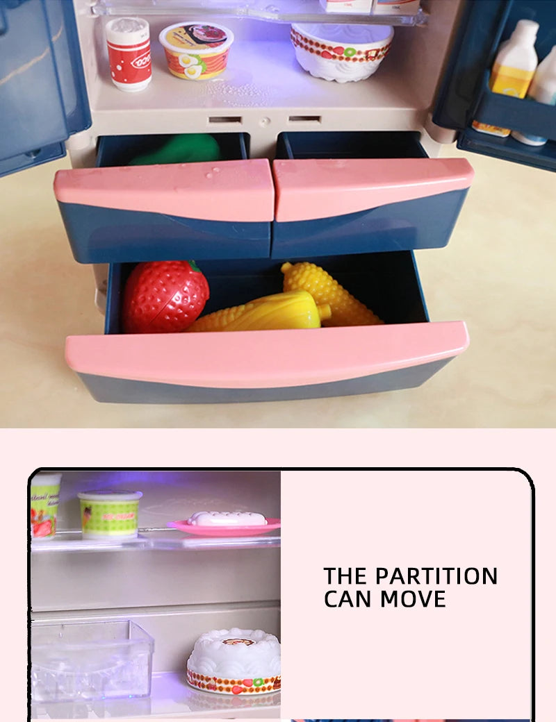 Refridge Simulation Toys For Kids, With Fog, Music & Lights, Kitchens Refrigerator Play Set For Children, Indoor Game, For Boys