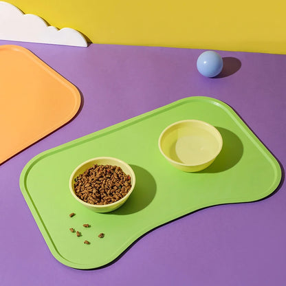Dog Cat Bowl Food Mat with High Lips Silicone Waterproof Pet Food Feeding Pad Puppy Feeder Tray Water Cushion Snack Mat Stuff