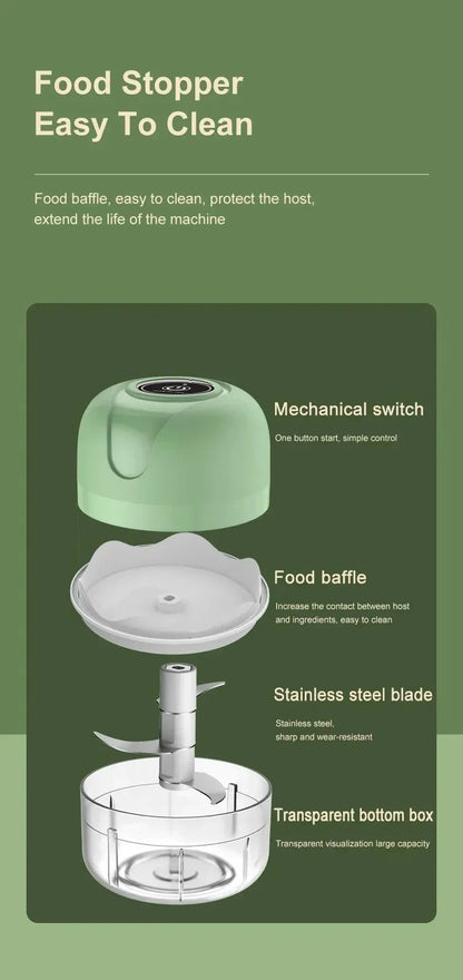 Electric Mini Garlic Chopper Portable USB Vegetable Chopper Onion Mincer Food Processor for Chili Fruit Meat Kitchen Supplies