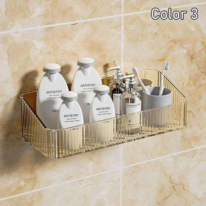 1Pcs Toilet Accessories Bathroom Shelves Corner Wall Mounted Kitchen Storage Holder Plastic No Hole Required
