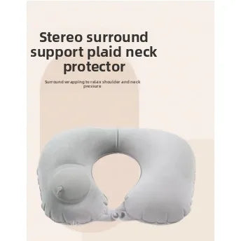 Pressurized inflatable U-shaped pillow, a magical travel neck pillow that is portable, flocked outdoor U-shaped neck pillow.pvc