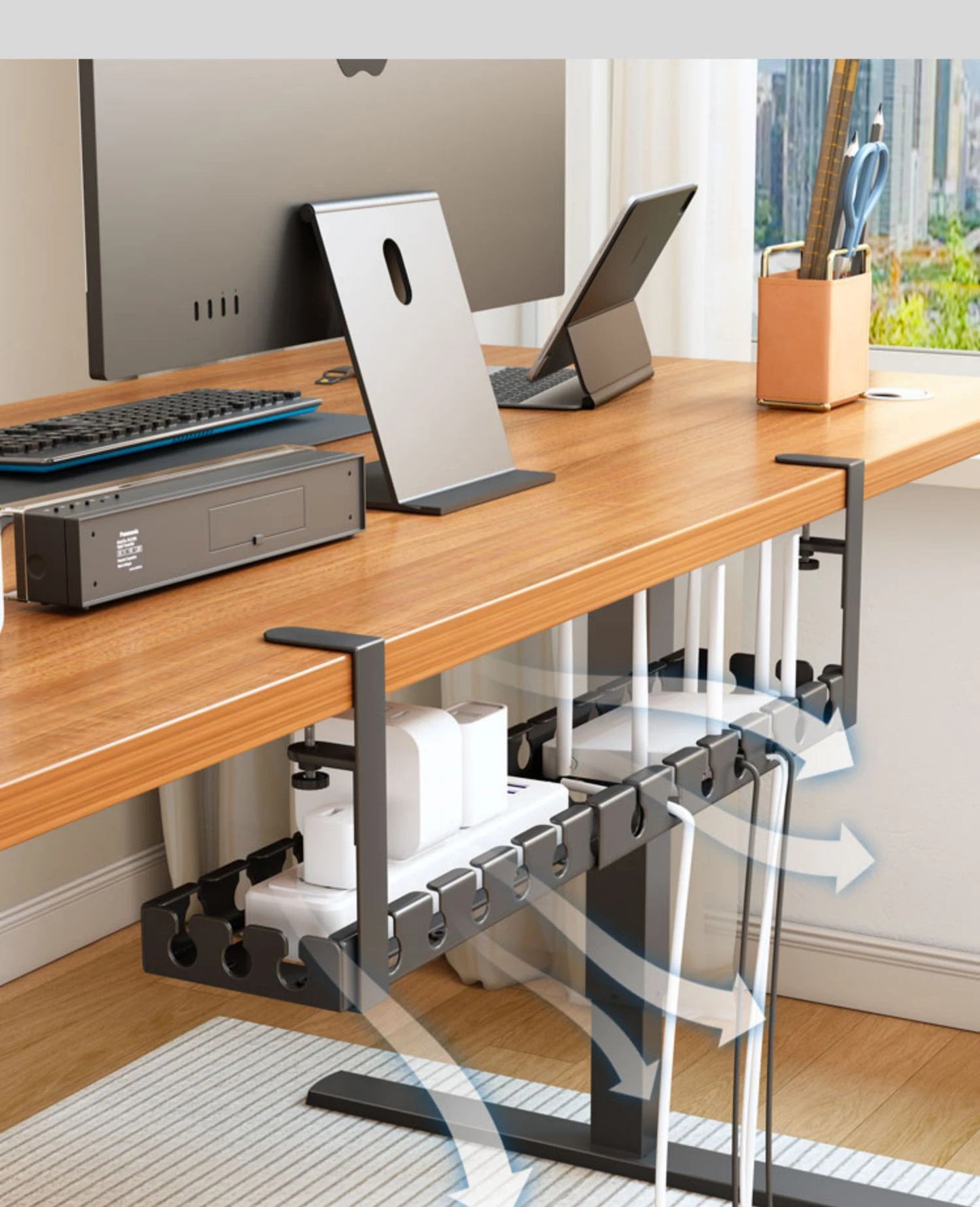 Desk Cable Management Tray,Wire Management, Cable Tray with Clamp for Wire Organizers,Computer Cord Rack for Office,Home