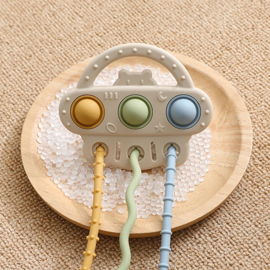 Baby Silicone Teether Toy Food Grade Silicone Pull String Training Teething Sensory Toys for Newborn Relieve Dentia Chew Toys