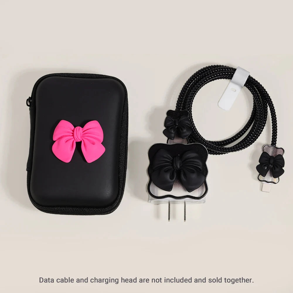 3D Bow Charger Cable Protector Cover For iPhone 20W 18W Charger Protector Storage Bag Case Cover Management Wire Cord Organizers