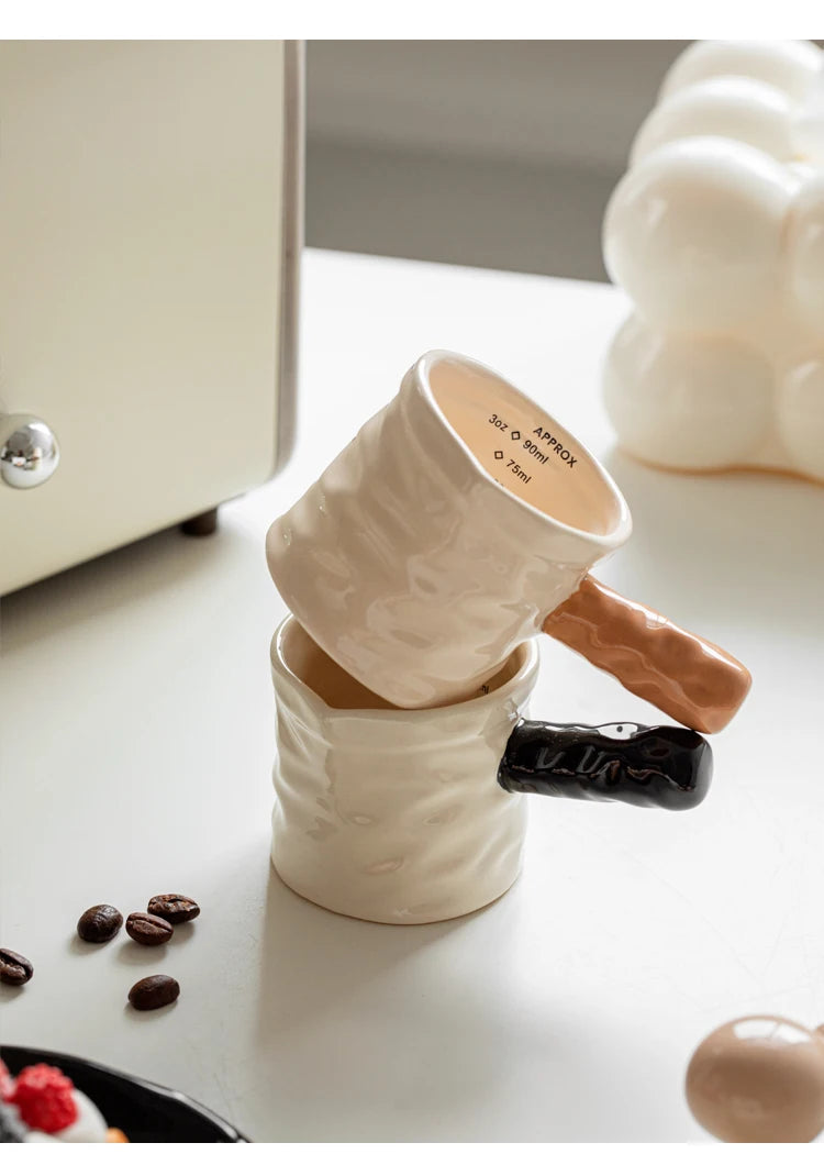 3oz/90ml Milk Jug Espresso Cup with Scale Fine Ceramic Coffee Measuring Cup Extraction Cup Milk Jug