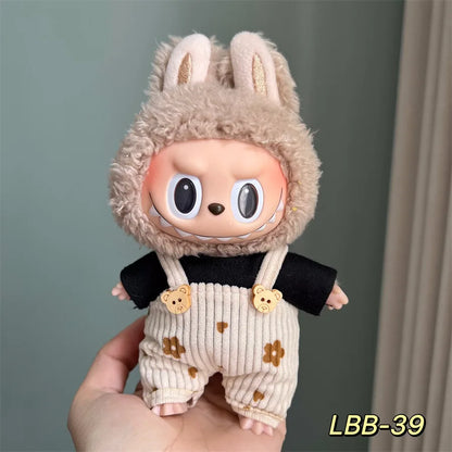 POP Labubu baby clothes 17cm plush vinyl labubu sit-down party first-generation and second-generation suit, clothes only