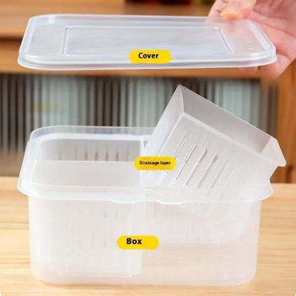 4 Grid Refrigerator Storage Box Food Vegetable Fridge Organizer Drain Basket Meat Onion Ginger Crisper