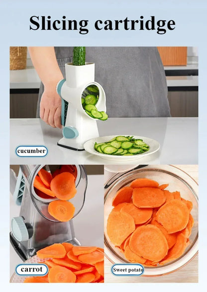 Multi-functional Vegetable Slicer Manual Spiralizer Vegetable Cutter  Hand Cranked Rotary Cheese Grater Shredded Kitchen Tools