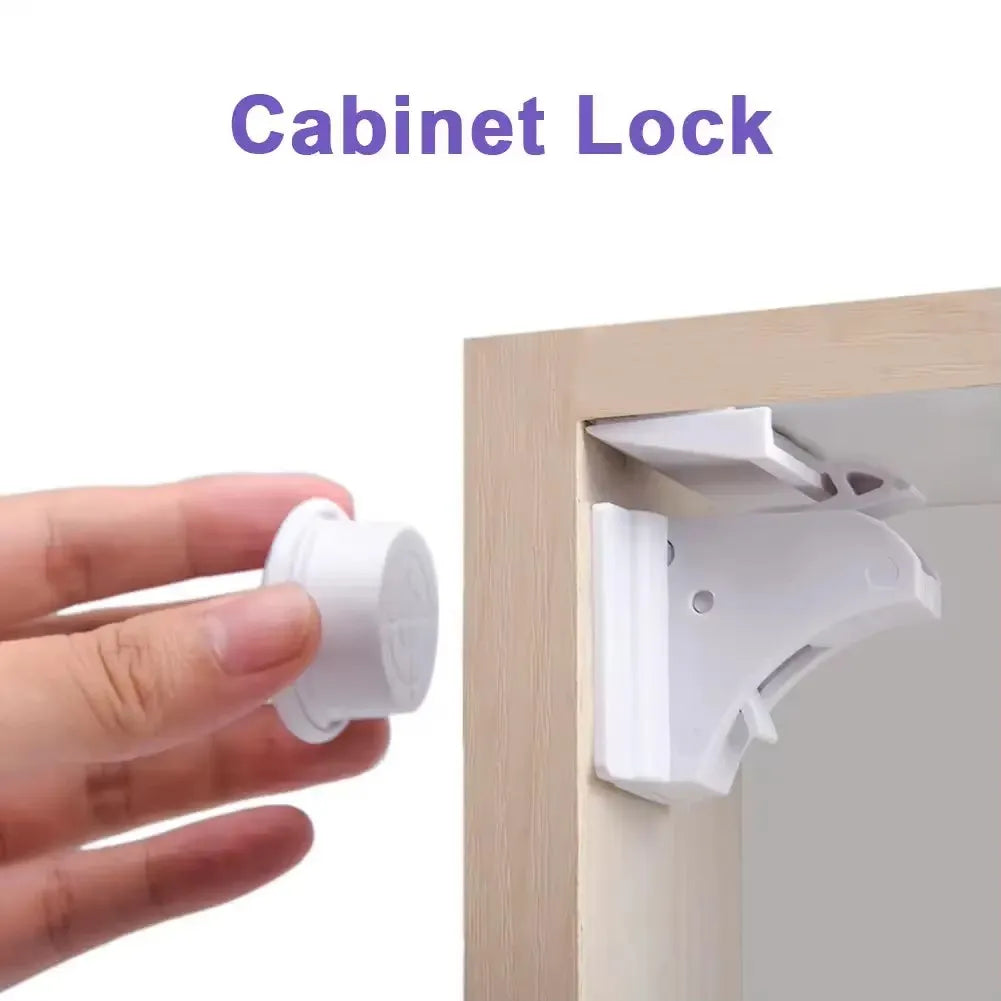 4pcs Babyproof Magnetic Cabinet Locks - Keep Your Little Ones Safe With Adhesive Easy Installation & Key Holders