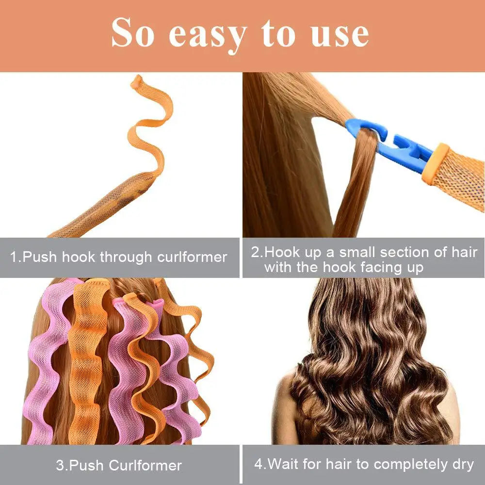 Heatless Hair Curler No Heat Silk Ribbon Hair Rollers Curls Headband Sleeping Soft Lazy Hair Curlers Foam Rod Curling Hair Tools