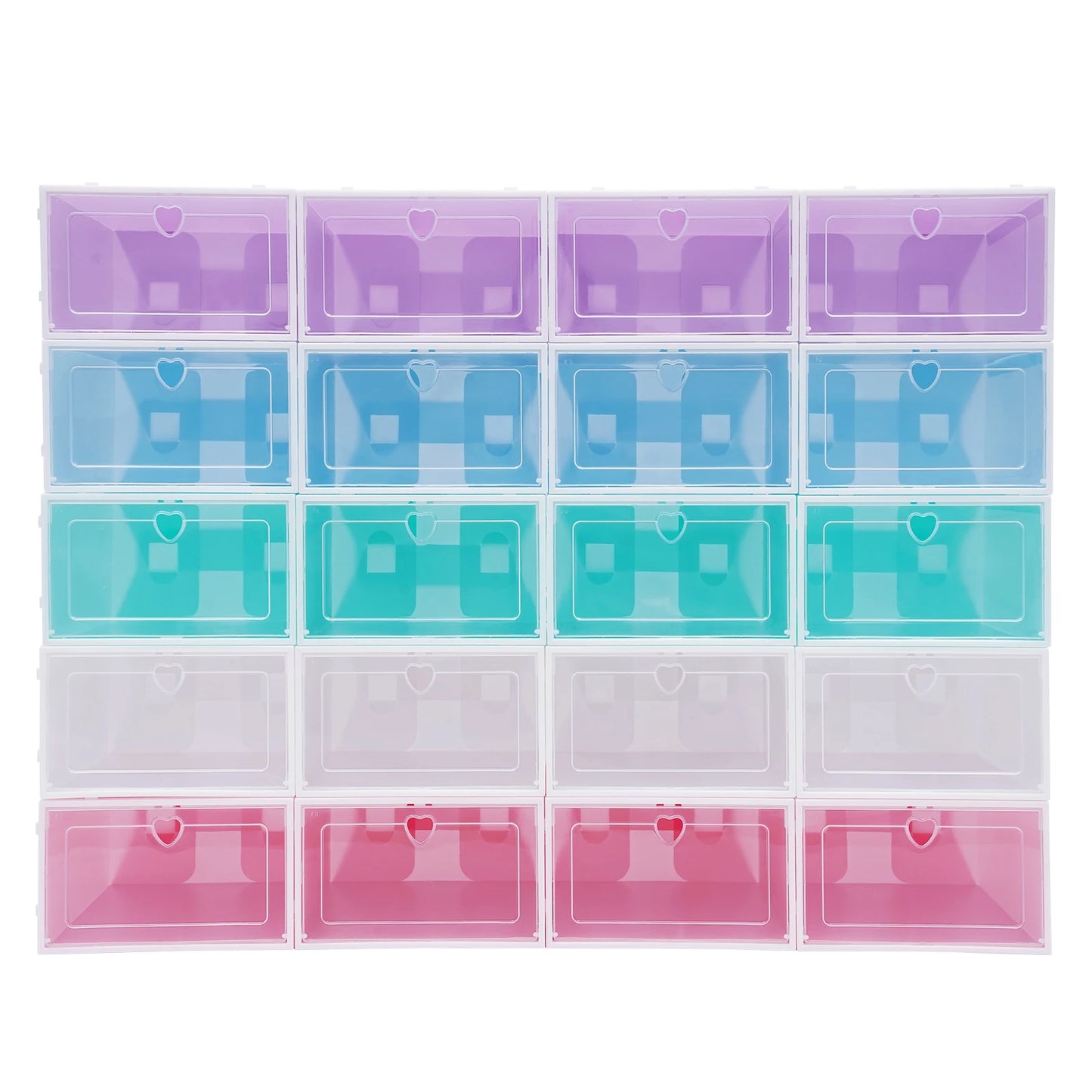 20Pcs Foldable Shoe Storage Boxes with Lids Transparent Stackable Containers Drawer Style PP Plastic Shoe Organizers