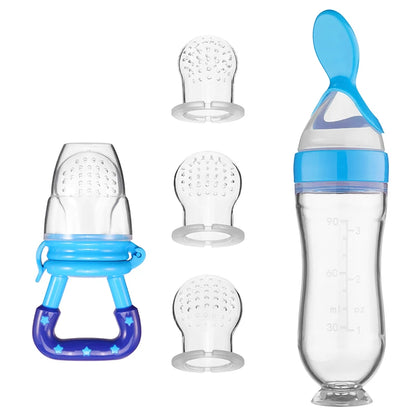 5pcs Silicone Squeezing Feeding Bottle Spoon Bottle Feeder Newborn Baby Training Drink Spoon Safe Tableware Training Feeder