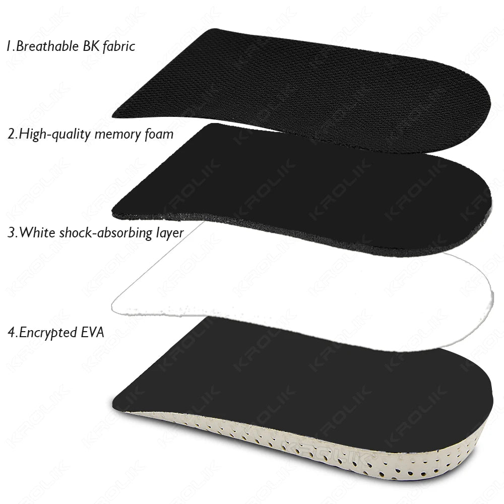 Half Shoe Insoles Heel Insert Sport Cushion Height Increase EVA Memory Foam Heel Lifting 2/3/4/5CM Taller Invisible Heighten Pad