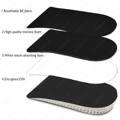 Half Shoe Insoles Heel Insert Sport Cushion Height Increase EVA Memory Foam Heel Lifting 2/3/4/5CM Taller Invisible Heighten Pad