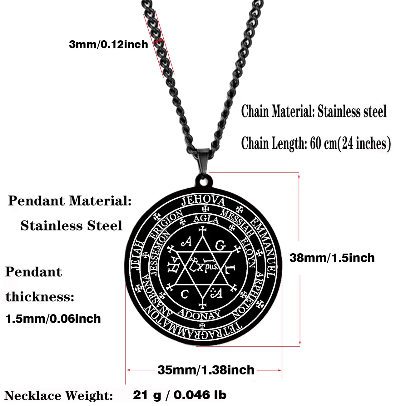 Grand Pentacle De Salomon The Grand Grimoire with The Great Clavicle of Solomon Amulet Talisman Stainless Steel Pendant Necklace