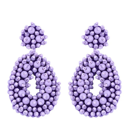 Bohemian Black Beaded Earrings Handmade Beads Drop Dangle Earrings For Women Statement Earrings Big Jewelry Brincos Accessories