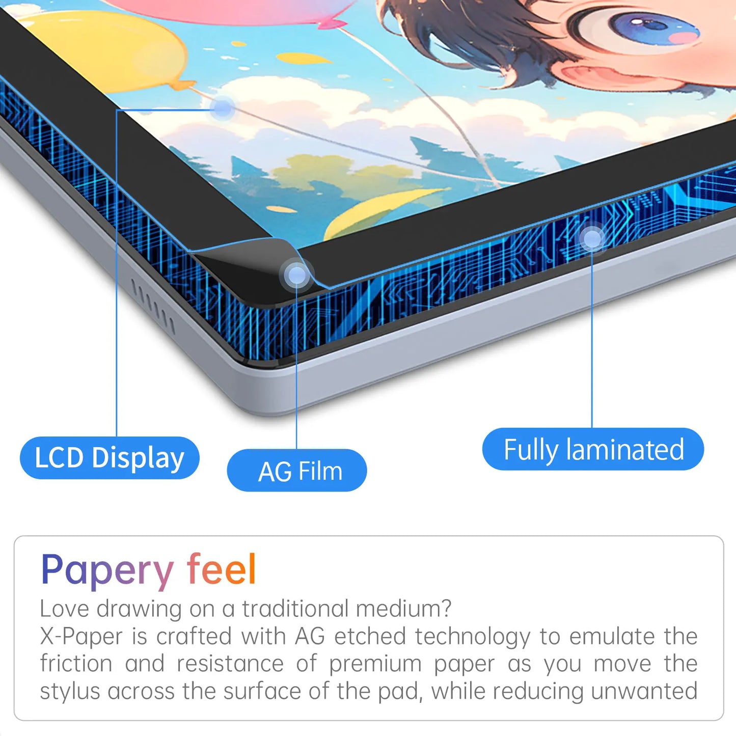 BOSTO BT-101A Portable Graphics Drawing Tablet 10.1 Inch IPS Screen Display with Finger Touch Anti-glare 16384 Pressure Level