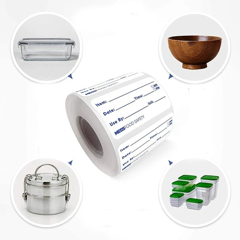500pcs Dissolvable Food Labels Dissolvable Food Stickers Food Safety Storage Fit for Glass Metal Plastic Containers
