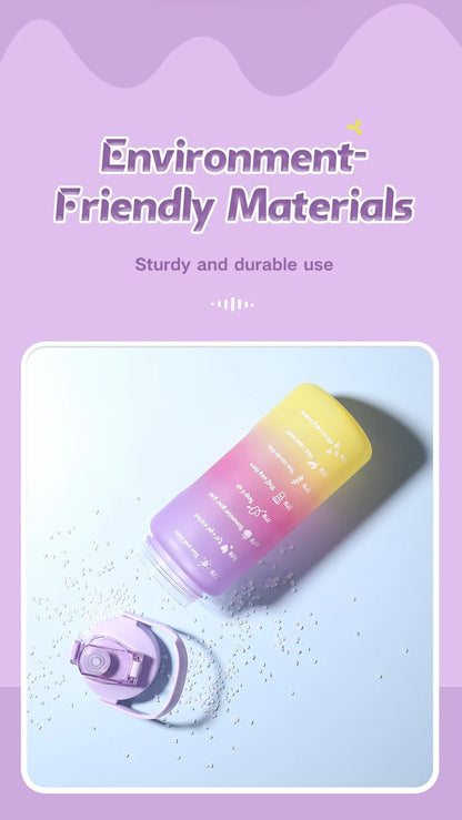 Water Bottle Motivational Drinking Bottle Sports Water Bottle with Time Marker Portable Reusable Plastic Cups Outdoor Travel Gym