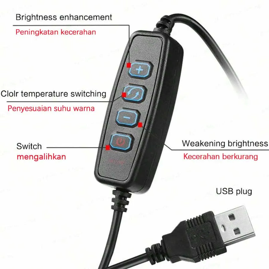 LED Selfie Ring Light 10-inch USB Plug 3-tone Lighting Photography Light Video Recording Live Broadcast Fill Light