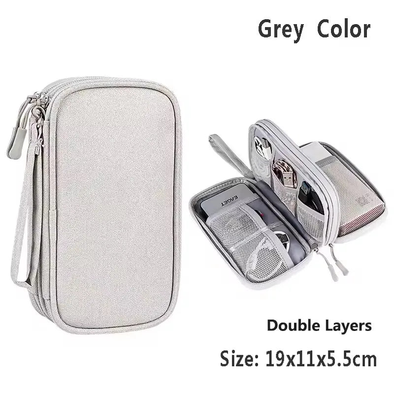 Travel Organizer electronics accessories organizer portable waterproof double layers storage for cable hard disk Power Bank