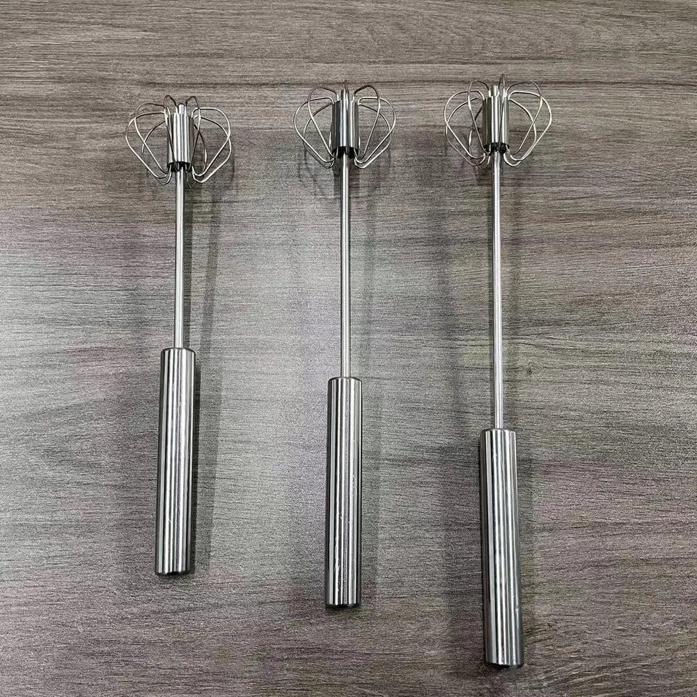 Egg Beater Semi Automatic Mixer Manual Self Turning Steel Easy Whisk Hand Blender Egg Cream Stirring Baking Cooking