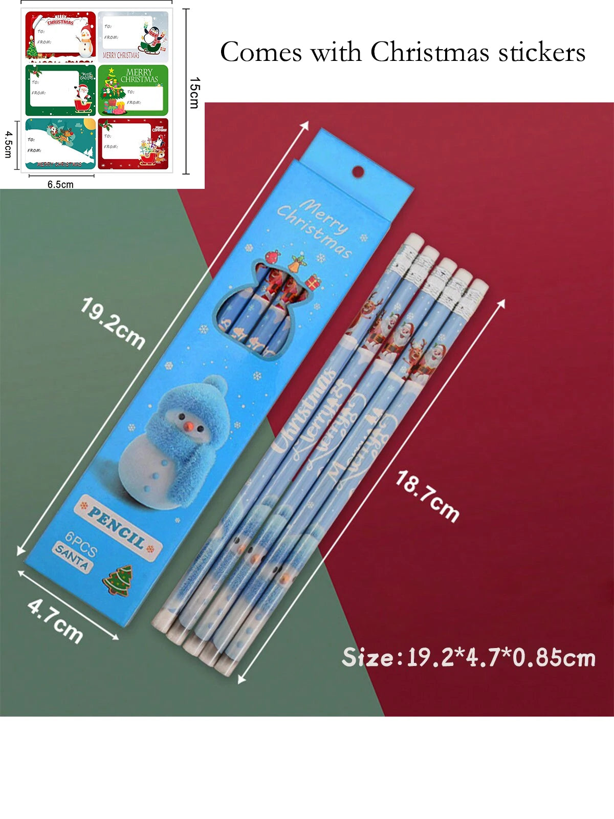 Christmas gift cartoon cute 6 HB pencil set with eraser box office cultural and educational supplies