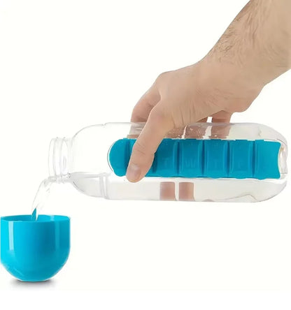 Portable Water Bottle With Built-in Pill Box for Medicines, Vitamins, Perfect for Outdoor, Gym, Fitness, Camping and Traveling