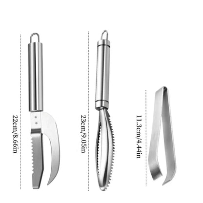 Kitchen Accessories Stainles Fish Scales Scraping Graters Fast Remove Fish Cleaning Peeler Scraper Fish Bone Tweezers Tool Gadge
