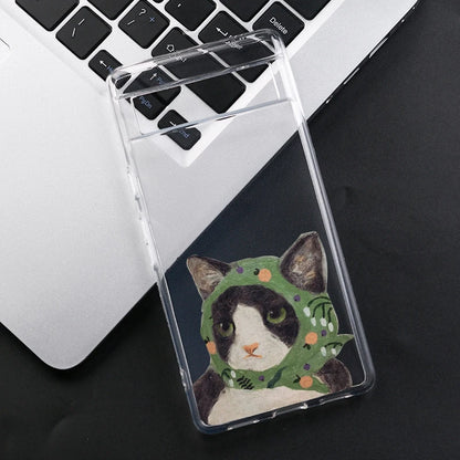 For Google Pixel 8A Vintage Animals Cat Clear Case For Google Pixel 6 6A 7 7A Pro Google Pixel 8 Pro 5G Transparent Cover Fundas