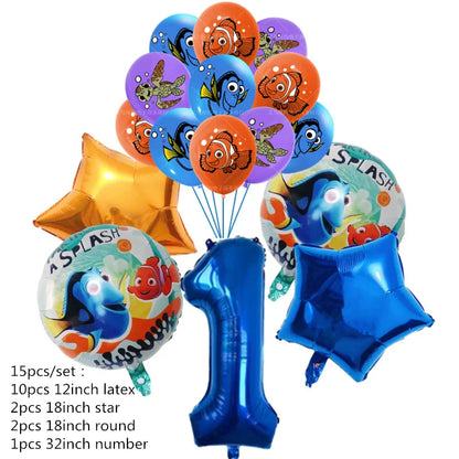 Finding Nemo Birthday Party Decoration Children Party Balloons Disposable Tableware Plates Napkins Cup Tablecloth Party Supplies