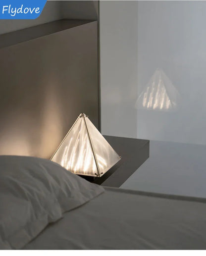 Bedroom Bedside Decorative Art Lamp Pyramid Living Room Floor Lamp Designer Light and Shadow Study Atmosphere Glass Desk Lamp