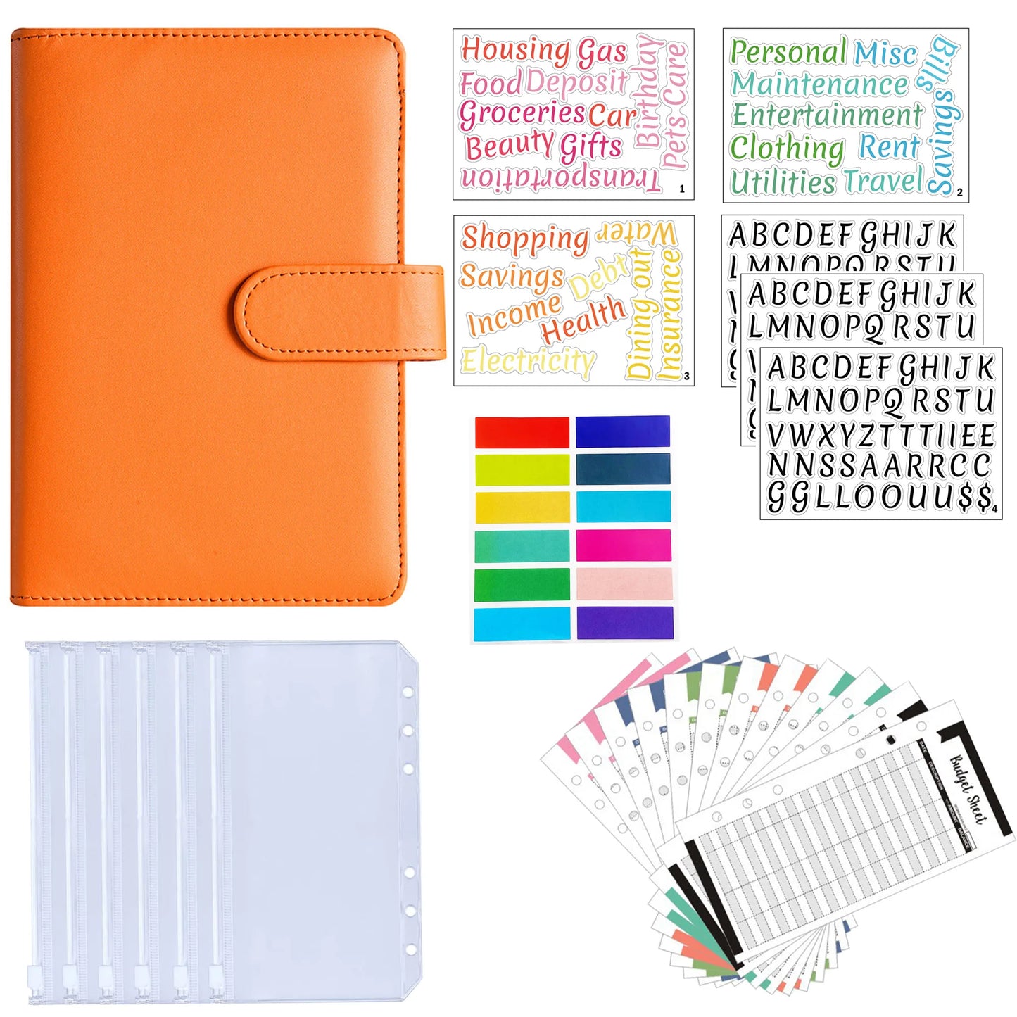 A6 Binder Cash Envelopes for Budgeting Money Organizer for Cash Money Envelopes for cash Leather A6 Binder with zipper