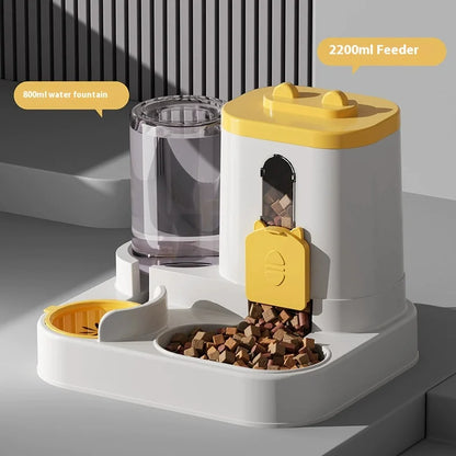 Automatic Dog Cat Feeder and Water Dispenser Gravity Food Feeder and Waterer Set with Pet Food Bowl Universal Pet Products