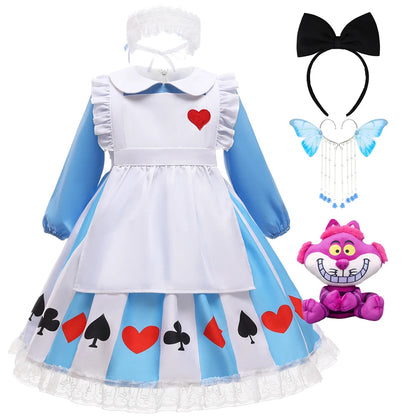 Girl Alice Costume Halloween Maid Lolita Dress Kids Cosplay Servant Family Party Fancy Clothing New Arrival