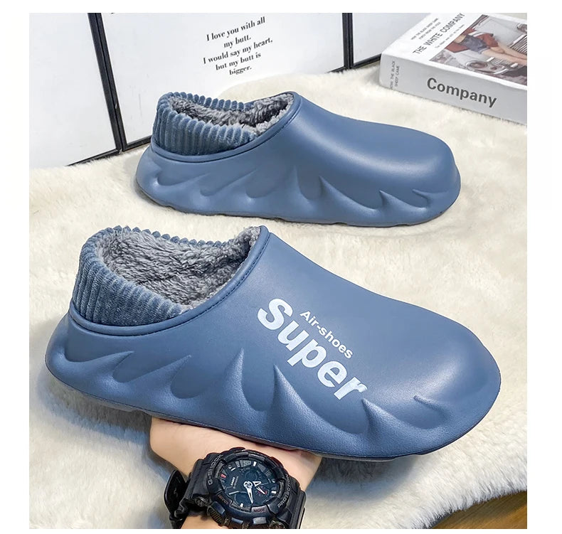 Plus Size 4849 Winter Men Slippers Warm Fur Home Slippers for Men Fashion Plush House Cotton Shoes Womens Wear Slides New
